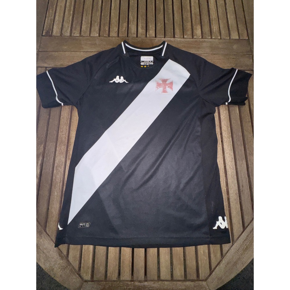 Vasco da Gama 2020-21 Kappa Home Jersey Black White Sash Mens L Brazil Soccer